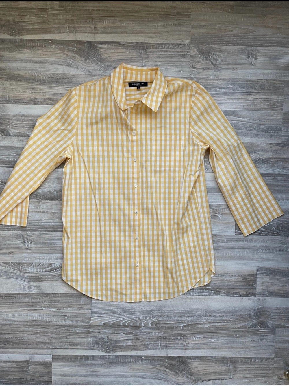 NOT FOR SALE Lafayette 148 New York Yellow Gingham Button Front
